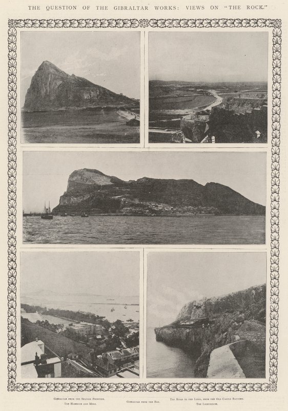 La questione dei lavori di Gibilterra, vedute sulla Rocca da English Photographer