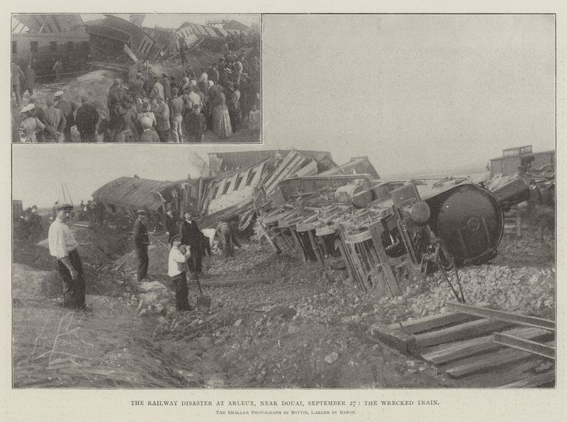 Il disastro ferroviario ad Arleux, vicino a Douai, 27 settembre, il treno distrutto da English Photographer