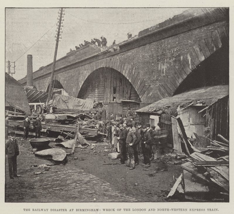 Il disastro ferroviario a Birmingham, il deragliamento del treno espresso della London and North-Western da English Photographer
