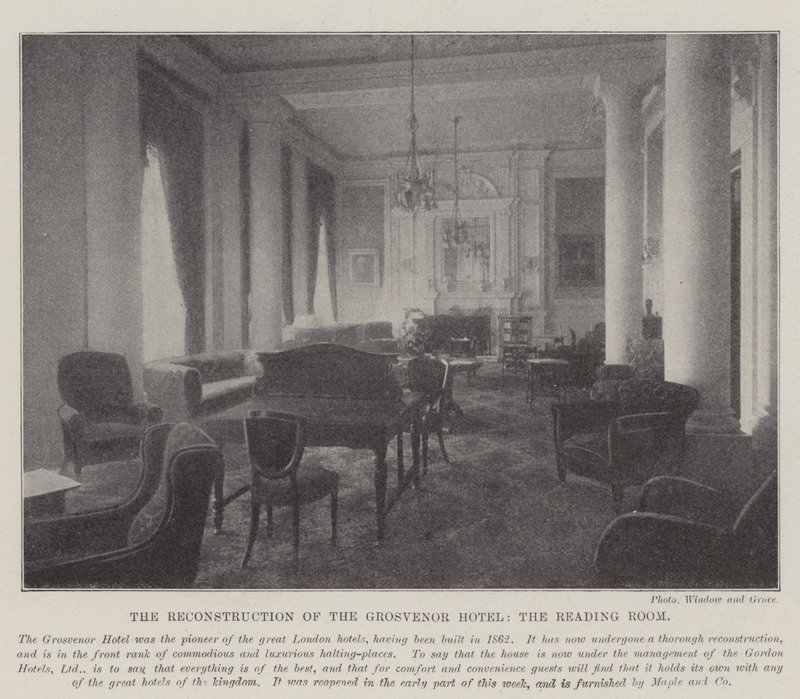 La ricostruzione del Grosvenor Hotel, la sala di lettura da English Photographer