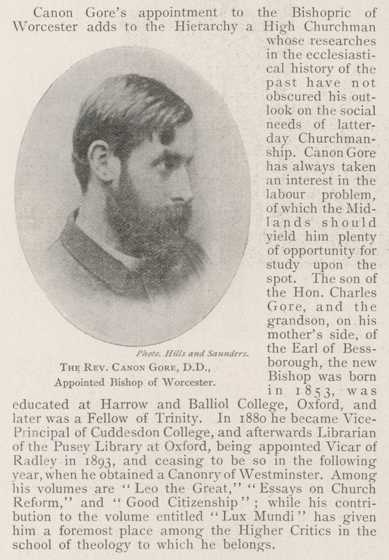Il reverendo canonico Gore, DD, nominato vescovo di Worcester da English Photographer
