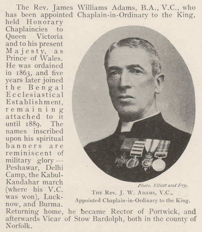Il reverendo J W Adams, VC, nominato cappellano ordinario del re da English Photographer