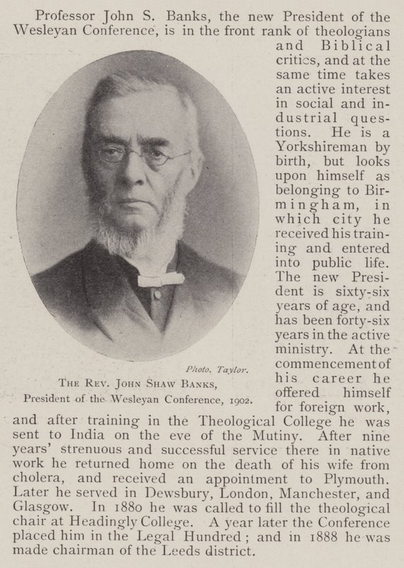 Il reverendo John Shaw Banks, presidente della Conferenza Wesleyana, 1902 da English Photographer