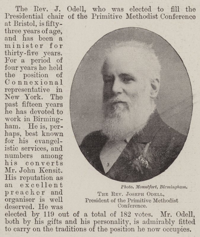 Il reverendo Joseph Odell, presidente della conferenza metodista primitiva da English Photographer