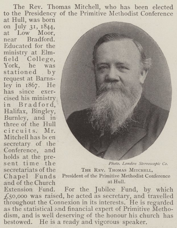 Il reverendo Thomas Mitchell, presidente della Primitive Methodist Conference a Hull da English Photographer