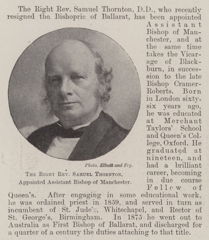 Il Reverendo Samuel Thornton, nominato vescovo assistente di Manchester da English Photographer