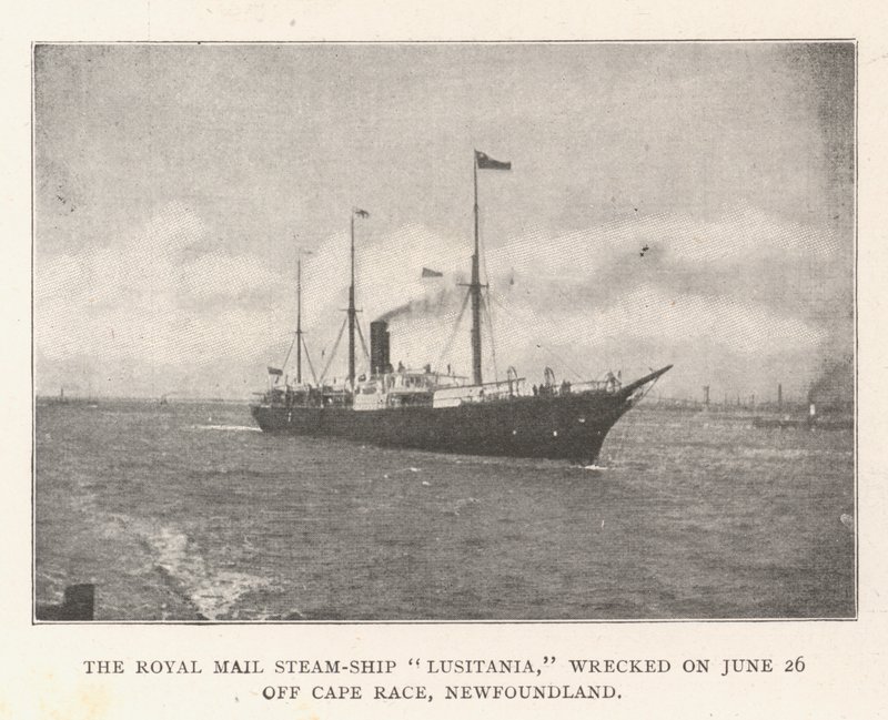 Il piroscafo della Royal Mail Lusitania, naufragato il 26 giugno al largo di Cape Race, Terranova da English Photographer