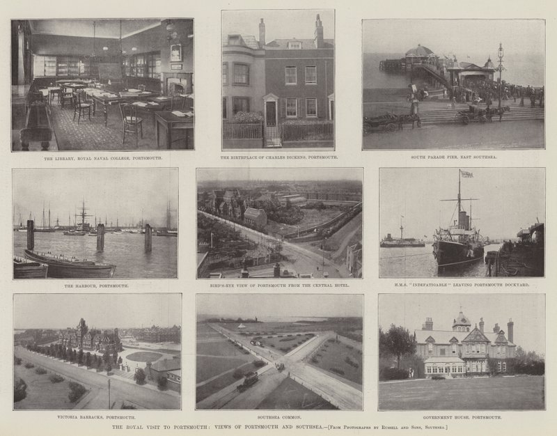 La visita reale a Portsmouth, vedute di Portsmouth e Southsea da English Photographer