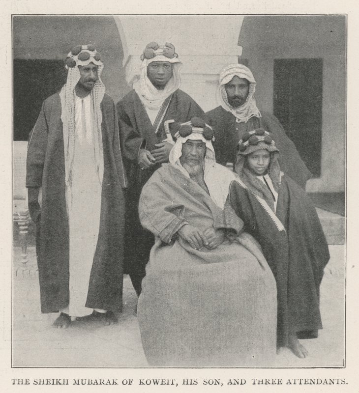 Lo sceicco Mubarak di Kuwait, suo figlio e tre attendenti da English Photographer
