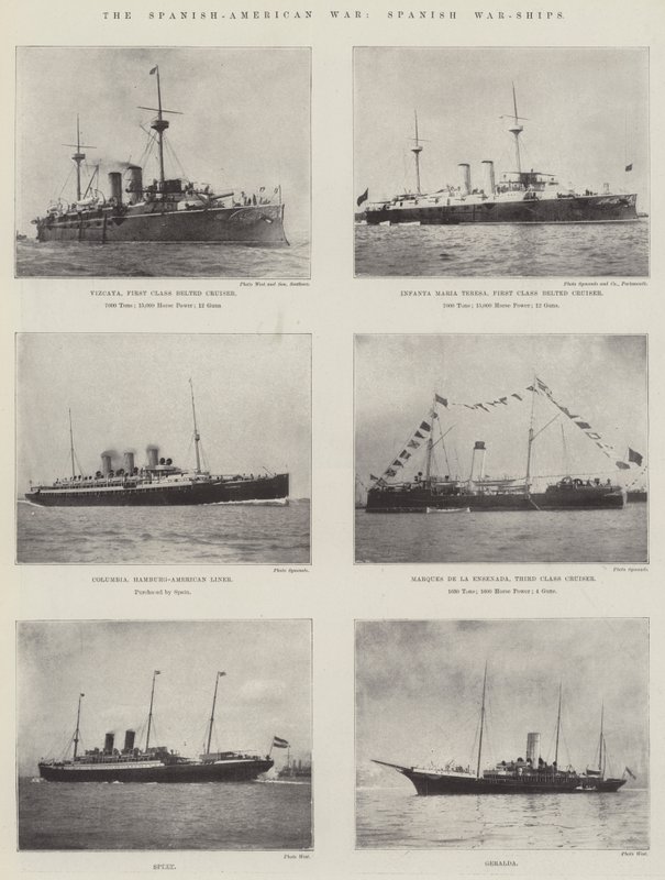 La guerra ispano-americana, navi da guerra spagnole da English Photographer