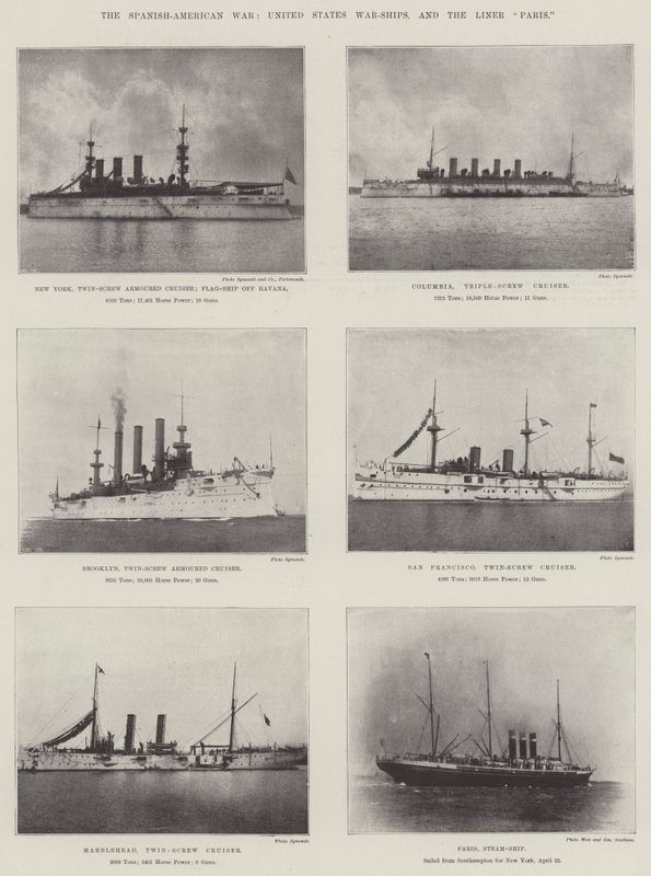 La guerra ispano-americana, navi da guerra degli Stati Uniti e il piroscafo Paris da English Photographer