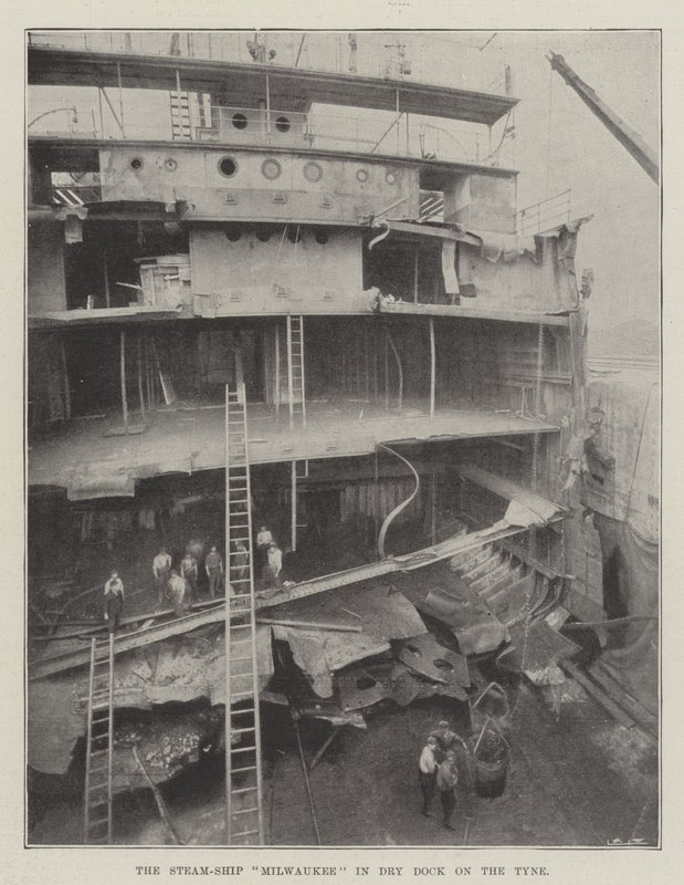 La nave a vapore Milwaukee in bacino di carenaggio sul Tyne da English Photographer