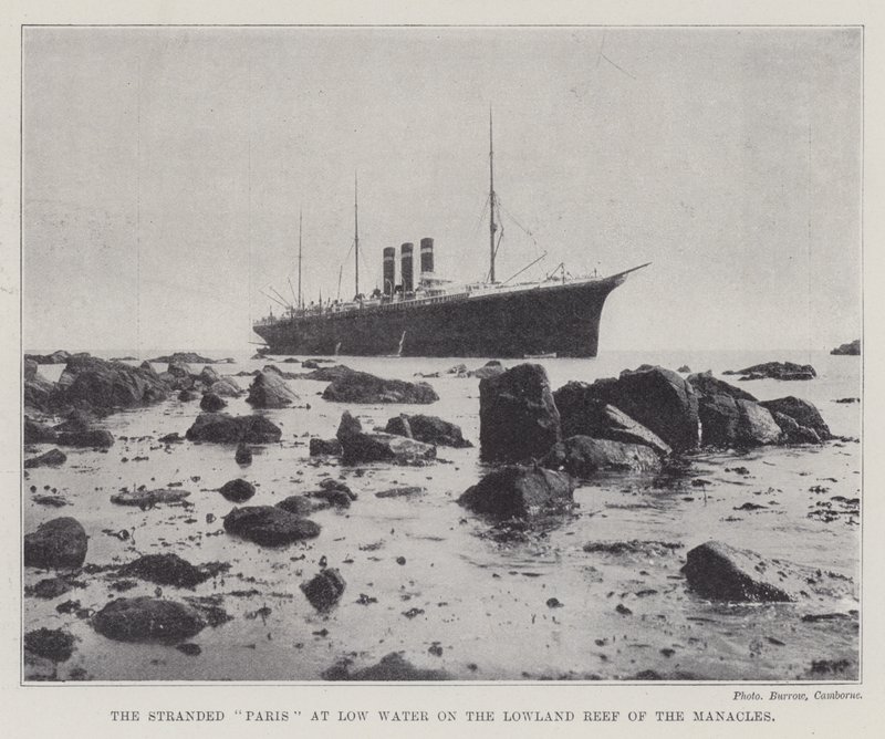 La Parigi incagliata a bassa marea sulla scogliera di Lowland dei Manacles da English Photographer