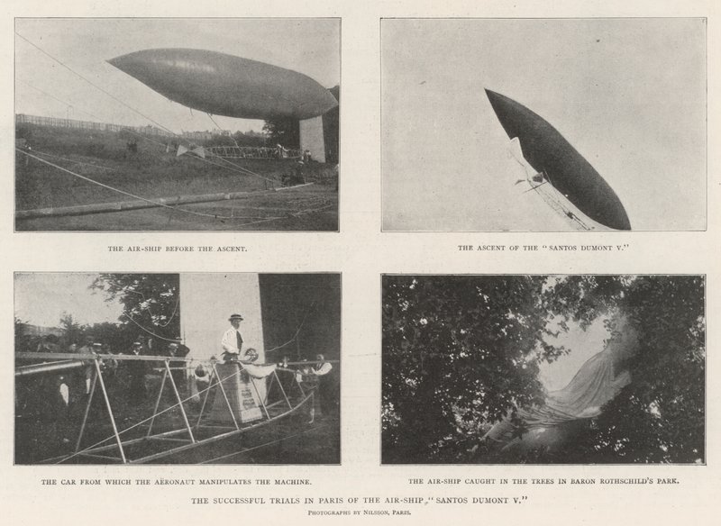 Le prove di successo a Parigi del dirigibile Santos Dumont V da English Photographer