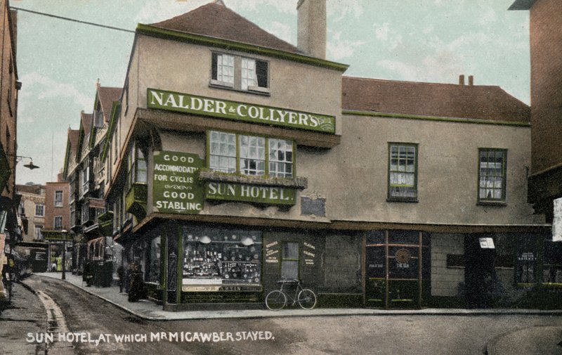 Il Sun Hotel, Canterbury, Kent, dove il personaggio fittizio Mr Micawber soggiornò nel romanzo di Charles Dickens David Copperfield (foto) da English Photographer