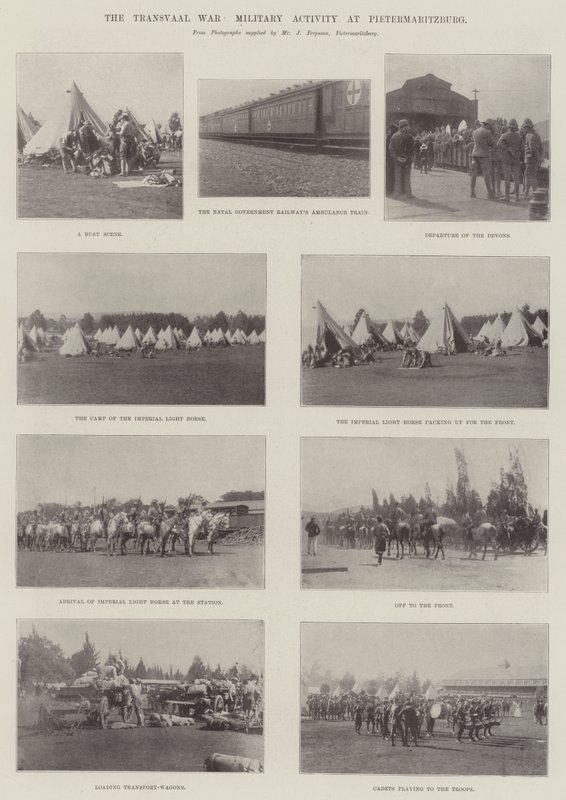 La guerra del Transvaal, attività militare a Pietermaritzburg da English Photographer