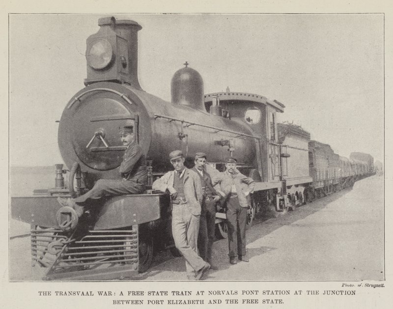 La Guerra del Transvaal, un Treno dello Stato Libero alla Stazione di Norvals Pont all