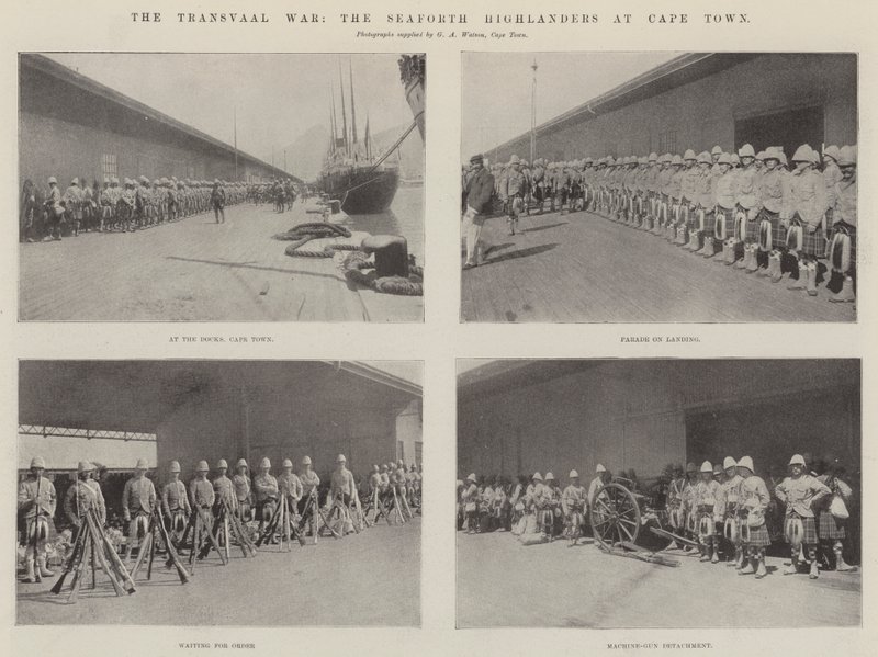 La guerra del Transvaal, i Seaforth Highlanders a Città del Capo da English Photographer