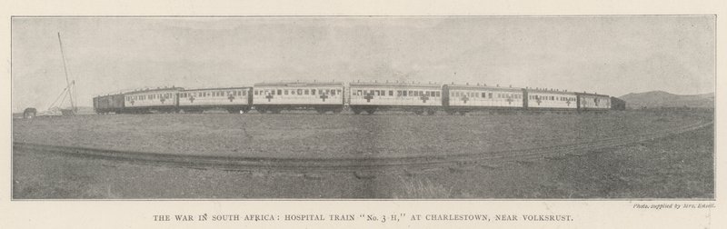 La guerra in Sudafrica, treno ospedale n. 3 H, a Charlestown, vicino a Volksrust da English Photographer