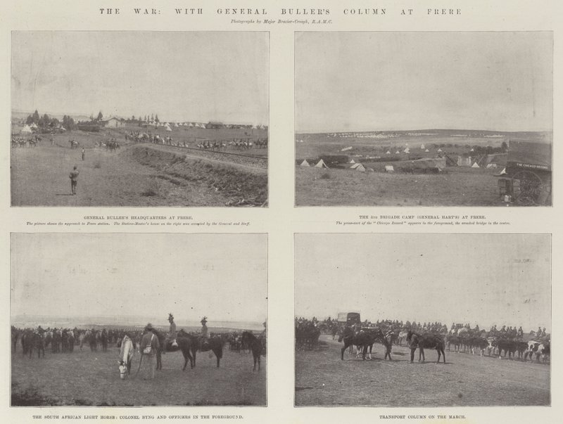 La guerra, con la colonna del Generale Buller a Frere da English Photographer