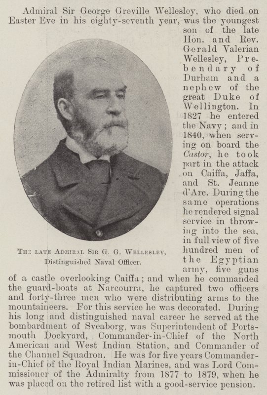 Il defunto ammiraglio Sir G G Wellesley, distinto ufficiale navale da English Photographer