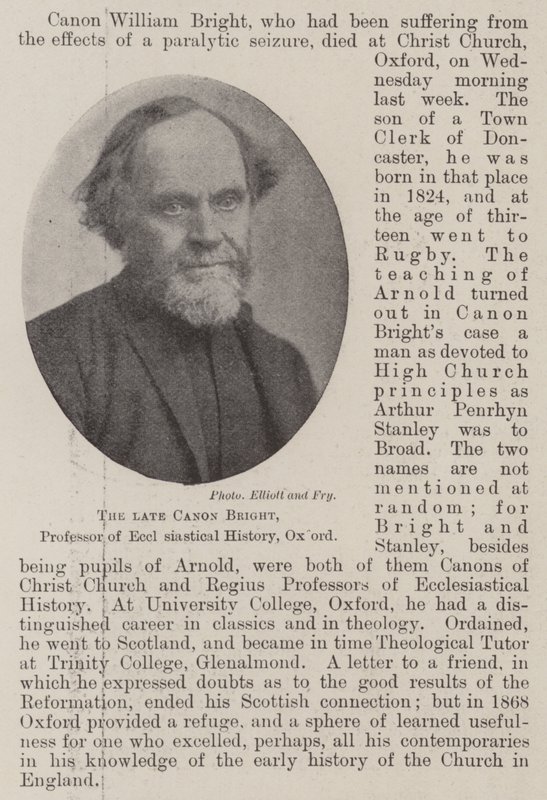 Il defunto Canonico Bright, professore di storia ecclesiastica, Oxford da English Photographer