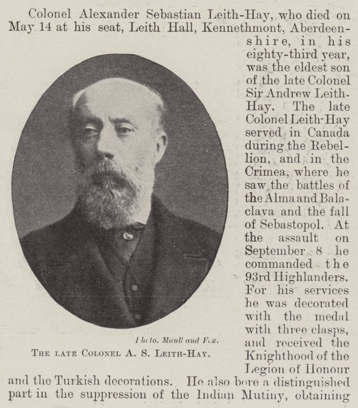 Il defunto colonnello A S Leith-Hay da English Photographer