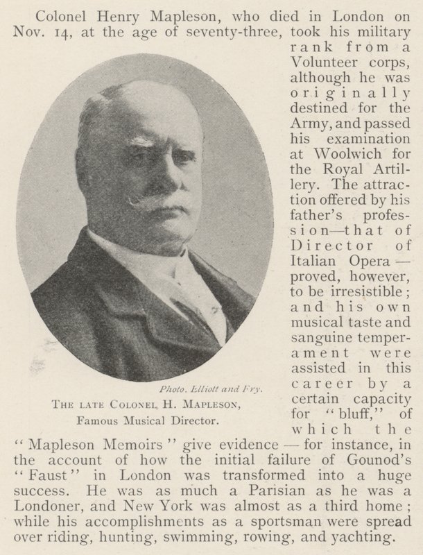 Il defunto colonnello H Mapleson, famoso direttore musicale da English Photographer