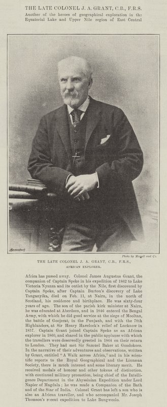 Il defunto colonnello J A Grant, esploratore africano da English Photographer