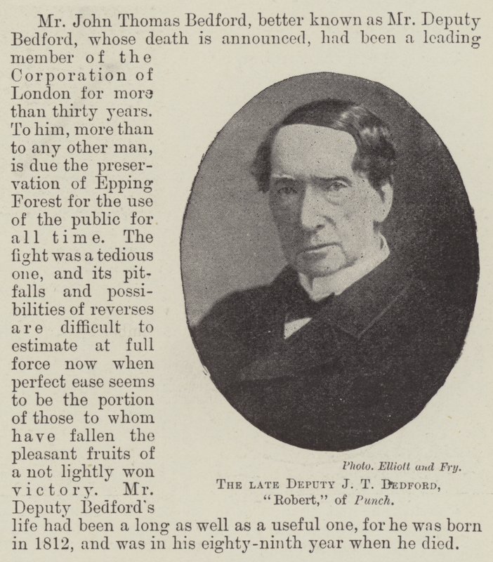 Il defunto deputato J T Bedford, Robert, di Punch da English Photographer