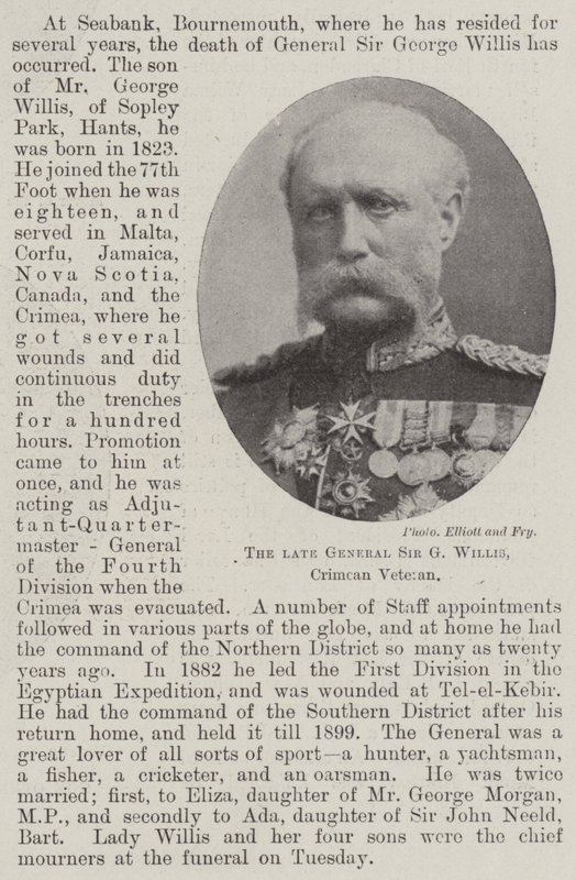 Il defunto generale Sir G Willis, veterano della Crimea da English Photographer