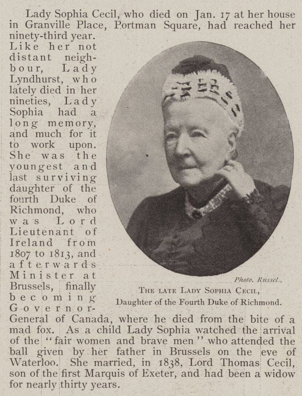 La defunta Lady Sophia Cecil, figlia del quarto duca di Richmond da English Photographer