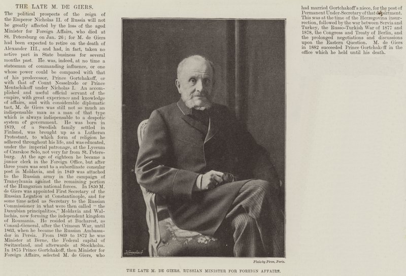 Il defunto M de Giers, Ministro degli Esteri russo da English Photographer