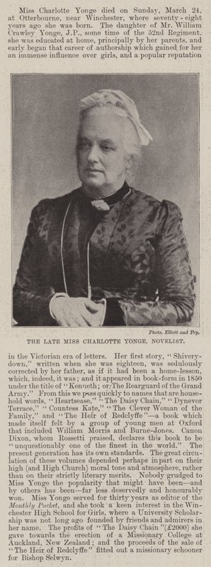 La defunta Miss Charlotte Yonge, romanziera da English Photographer