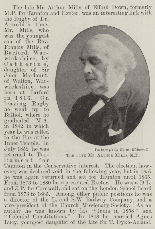 Il defunto signor Arthur Mills, MP da English Photographer