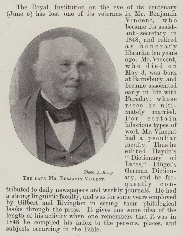 Il defunto Signor Benjamin Vincent da English Photographer