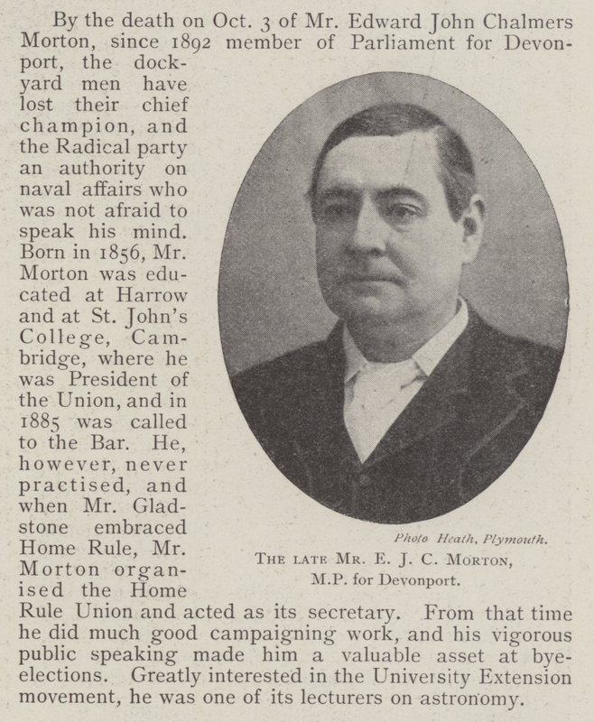 Il defunto signor E J C Morton, deputato per Devonport da English Photographer