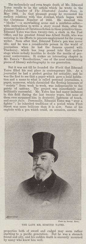Il defunto Mr Edmund Yates da English Photographer
