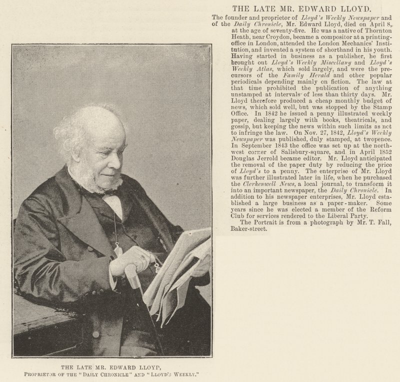 Il defunto Mr Edward Lloyd, proprietario del Daily Chronicle e del Lloyds Weekly da English Photographer