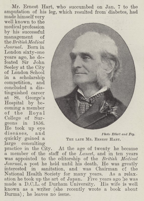Il defunto Mr Ernest Hart da English Photographer