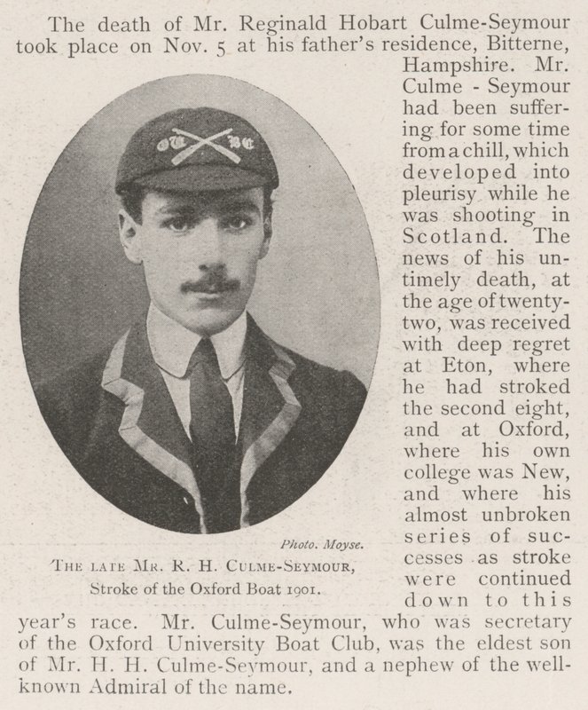 Il defunto signor R H Culme-Seymour, capovoga della barca di Oxford 1901 da English Photographer