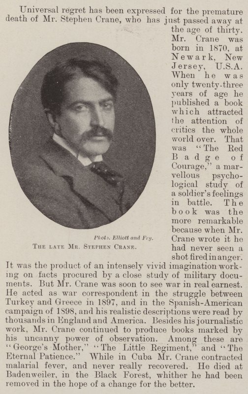 Il defunto signor Stephen Crane da English Photographer