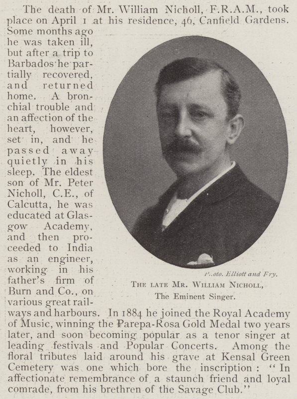 Il Defunto Signor William Nicholl, il Famoso Cantante da English Photographer