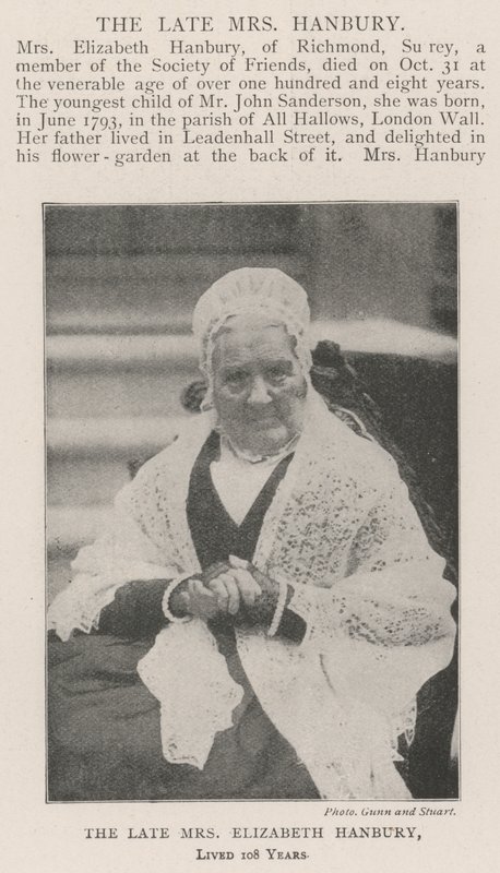 La defunta signora Elizabeth Hanbury, vissuta 108 anni da English Photographer