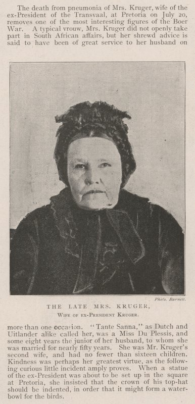 La defunta signora Kruger, moglie dell