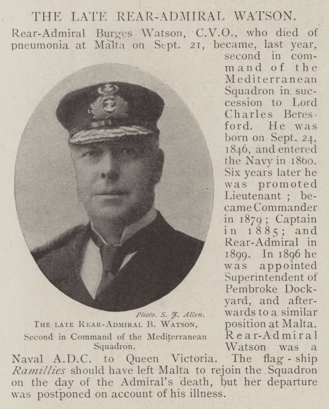 Il defunto contrammiraglio B Watson, secondo in comando della squadra del Mediterraneo da English Photographer