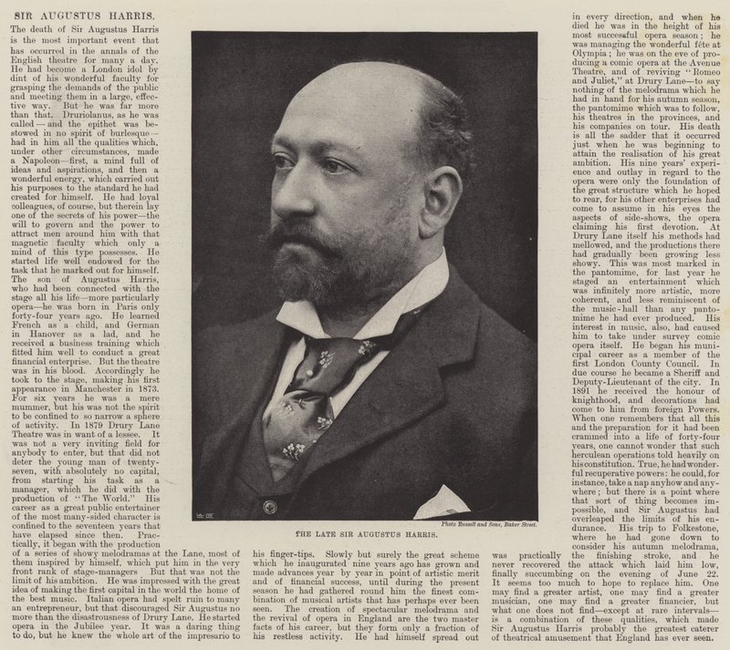 Il defunto Sir Augustus Harris da English Photographer
