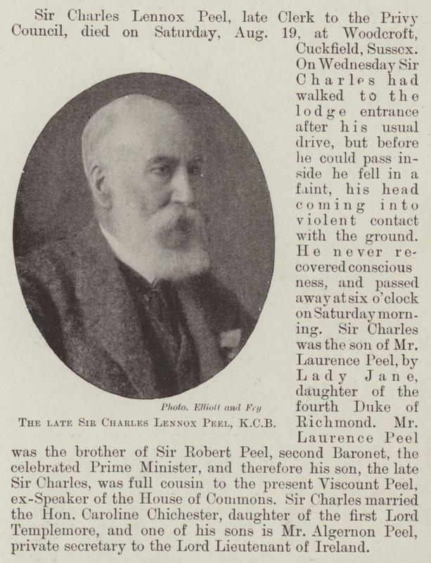 Il defunto Sir Charles Lennox Peel, KCB da English Photographer