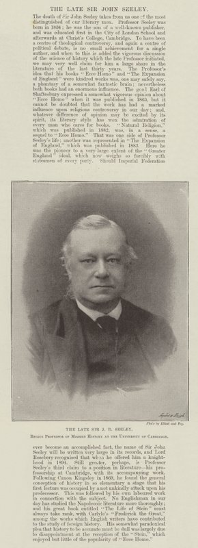 Il defunto Sir J R Seeley, Professore Regio di Storia Moderna all