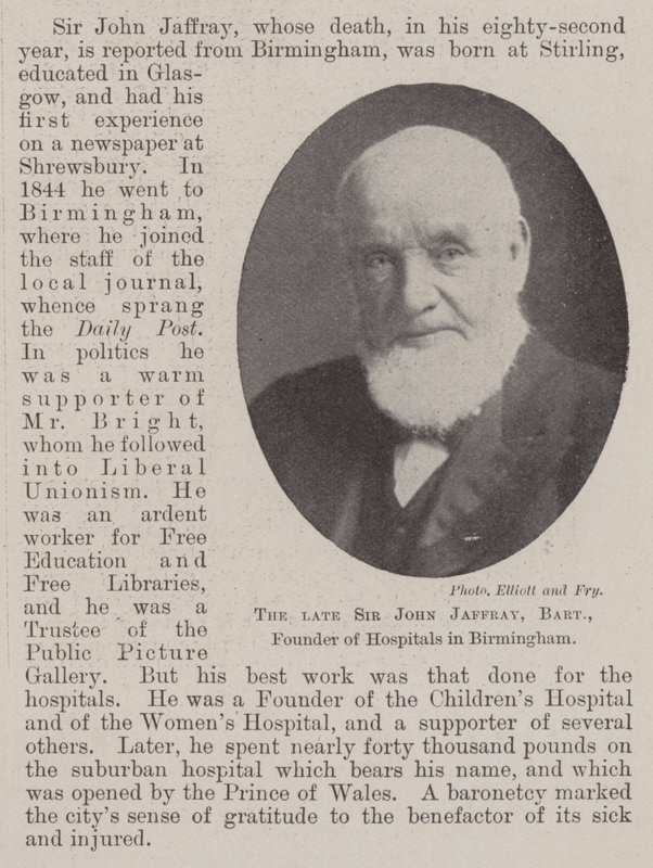 Il defunto Sir John Jaffray, baronetto, fondatore di ospedali a Birmingham da English Photographer